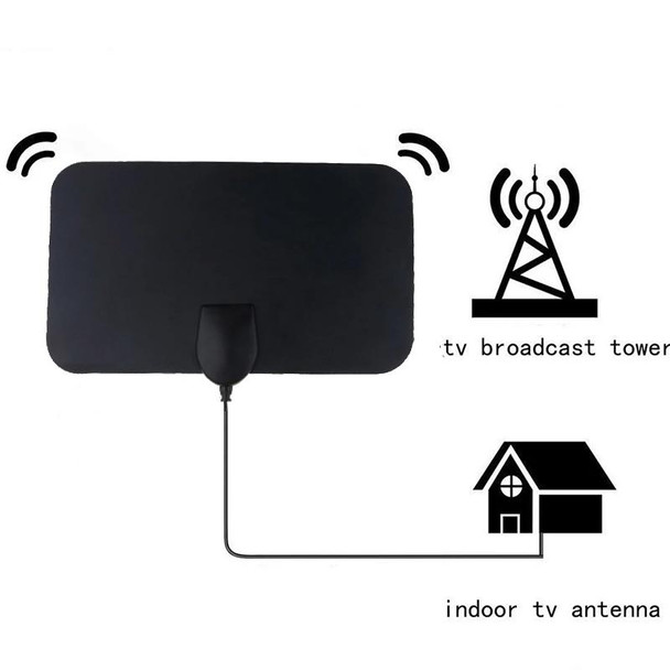 AN-1002 5dBi/25dBi Indoor HDTV Antenna with Sucker, VHF170-230/UHF470-862MHz(Black)