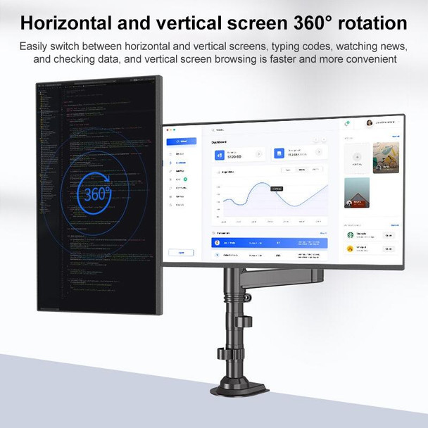 NB H180 Column Type Dual-screen Monitor Holder Desktop Rotating Lifting Computer Monitor Base Hanger (Black)