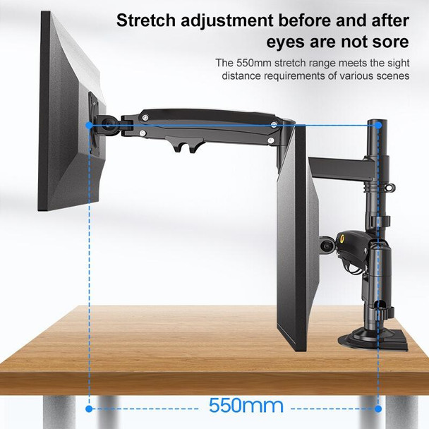 NB H180 Column Type Dual-screen Monitor Holder Desktop Rotating Lifting Computer Monitor Base Hanger (Black)