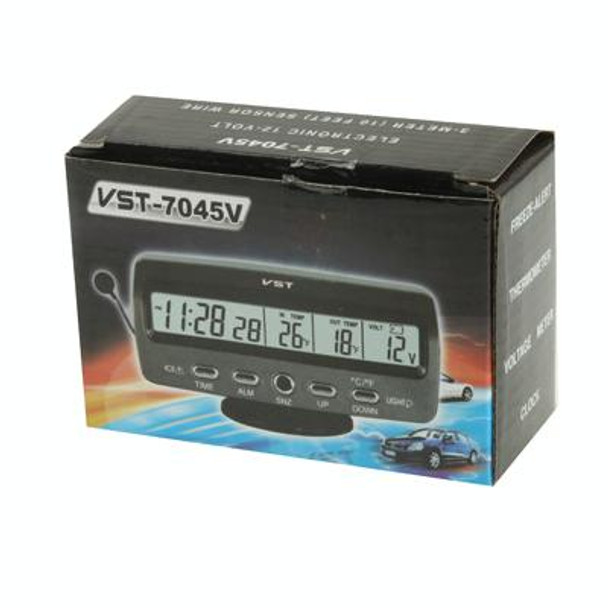 3.6 inch LCD Car Digital Thermometer with Time / Date / Week / Alarm / Car Storage Battery Voltage Display(Black)