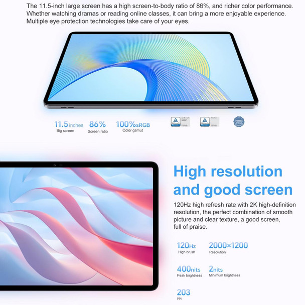 Honor Pad X8 Pro ELN-W09 WiFi, 11.5 inch, 8GB+128GB, MagicOS 7.1 Qualcomm Snapdragon 685 Octa Core, 6 Speakers, Not Support Google(Grey)