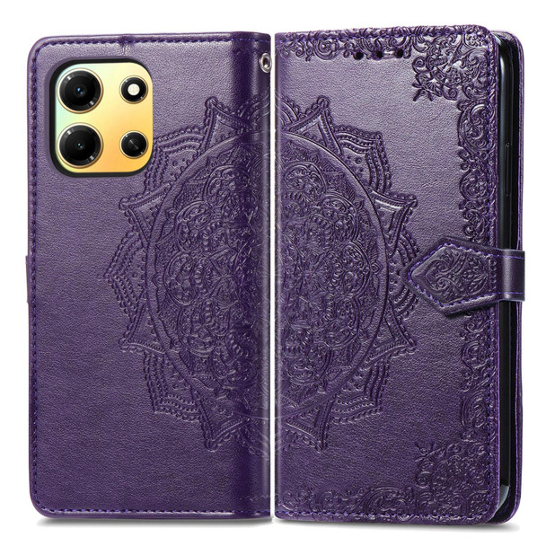 For infinix Note 30i Mandala Flower Embossed Leatherette Phone Case(Purple)
