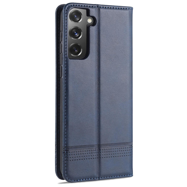 For Samsung Galaxy S21 5G AZNS Magnetic Calf Texture Horizontal Flip Leatherette Case with Card Slots & Holder & Wallet(Dark Blue)