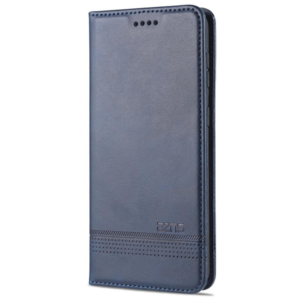 For Samsung Galaxy S21 5G AZNS Magnetic Calf Texture Horizontal Flip Leatherette Case with Card Slots & Holder & Wallet(Dark Blue)