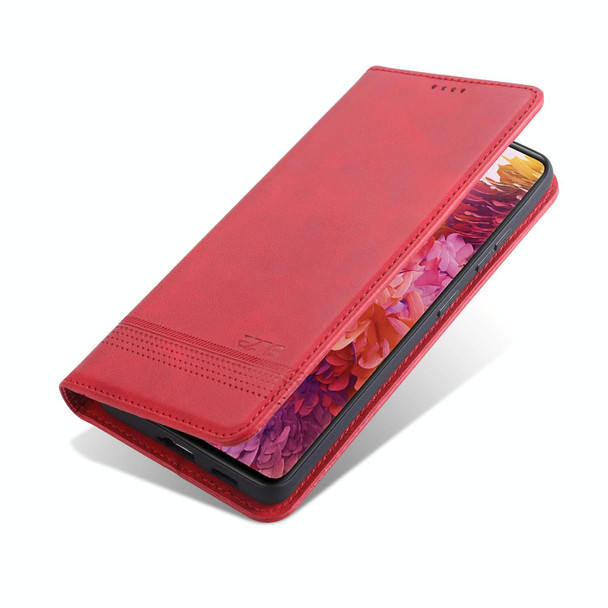 For Samsung Galaxy S21 5G AZNS Magnetic Calf Texture Horizontal Flip Leatherette Case with Card Slots & Holder & Wallet(Red)
