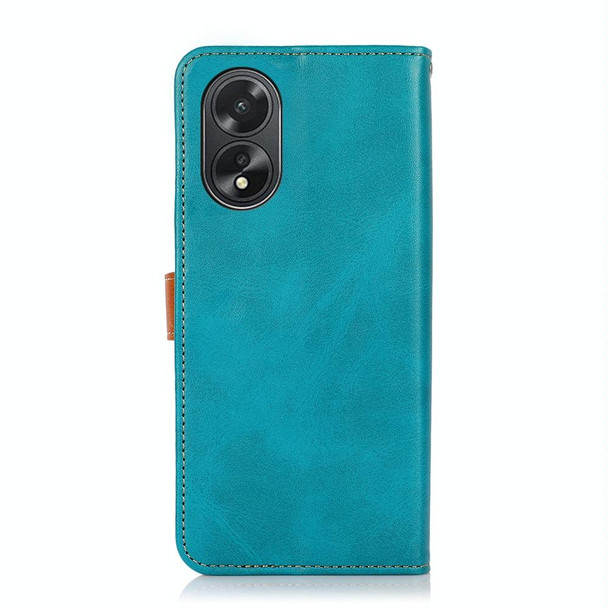 For OPPO A38 4G KHAZNEH Dual-color Cowhide Texture Flip Leatherette Phone Case(Blue)