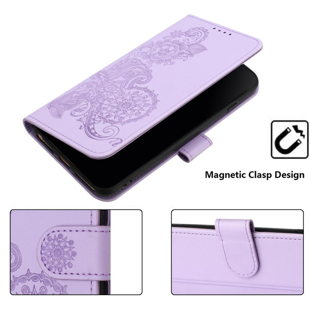 For Google Pixel 6 Datura Flower Embossed Flip Leatherette Phone Case(Purple)