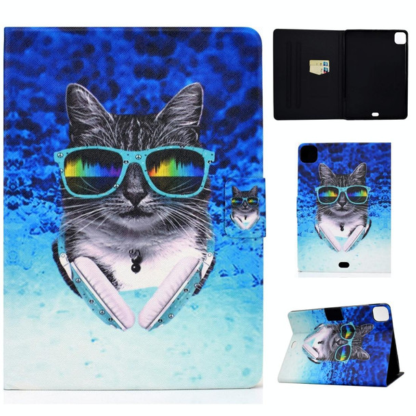 For iPad Pro 11 2020 / 2018 TPU Electric Pressed Horizontal Flip Leatherette Case with Holder & Card Slot & Sleep / Wake-up Function(Headphone Cat)