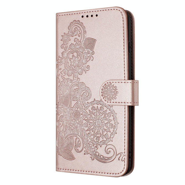 For Xiaomi Redmi Note 7 Datura Flower Embossed Flip Leather Phone Case(Rose Gold)
