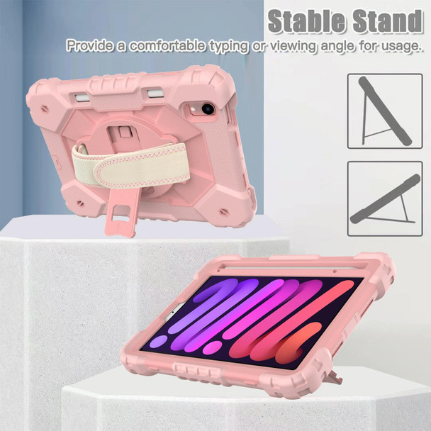 For iPad mini 6 Contrast Color Robot Silicone + PC Tablet Case(Rose Gold)