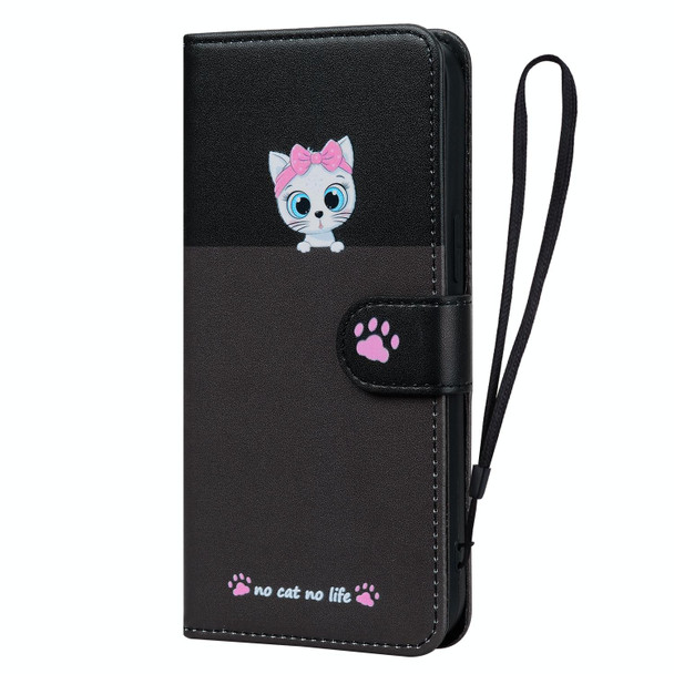 For Google Pixel 6a Cute Pet Series Color Block Buckle Leatherette Phone Case(Dark Grey)