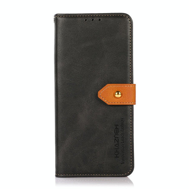 For OPPO A38 4G KHAZNEH Dual-color Cowhide Texture Flip Leatherette Phone Case(Black)