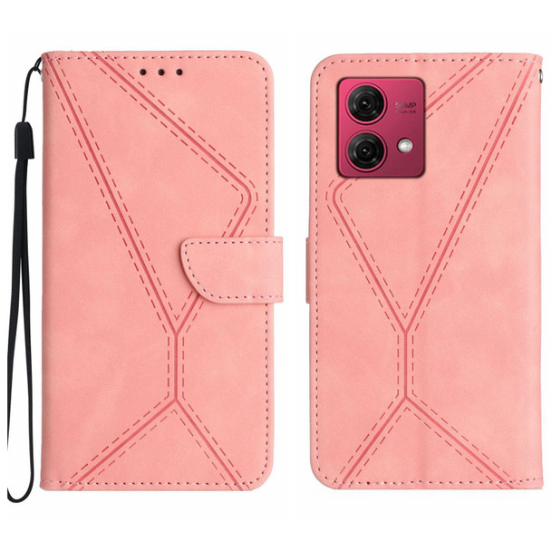 For Motorola Edge 40 Neo Stitching Embossed Leatherette Phone Case(Pink)