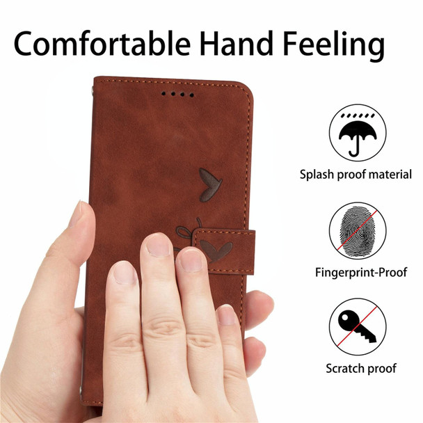 For Realme 11 4G Global Skin Feel Heart Pattern Leatherette Phone Case(Brown)