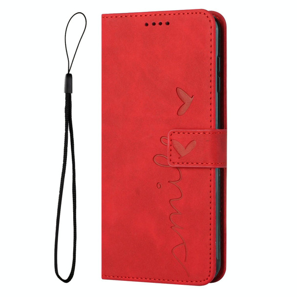 For Realme 11 4G Global Skin Feel Heart Pattern Leatherette Phone Case(Red)
