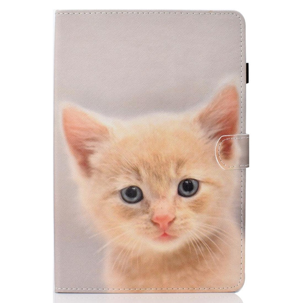 For Galaxy Tab A 10.5 T590 Painted Horizontal Flat Leatherette Case with Sleep Function & Card Slot & Buckle Anti-skid Strip & Bracket & Wallet(Cute Cat)