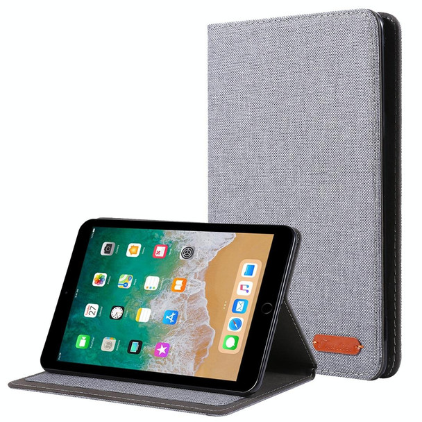 For iPad Mini 4 / 3 / 2 / 1 Cloth Teature Horizontal Flip PU Leatherette Case with with Holder & Card Slots(Gray)