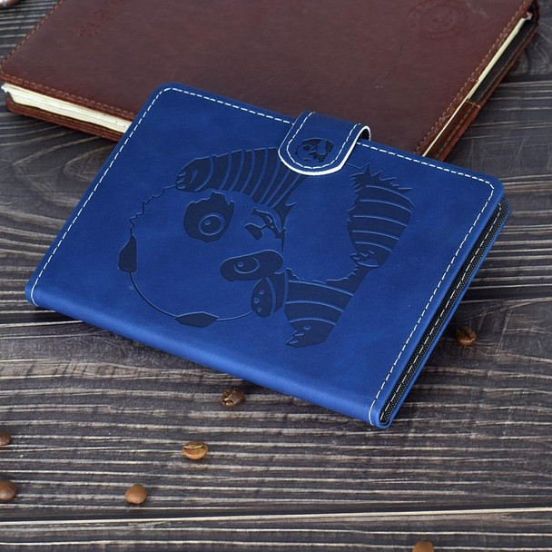 For iPad Air (2019) Embossing Panda Sewing Thread Horizontal Painted Flat Leatherette Case with Sleep Function & Pen Cover & Anti Skid Strip & Card Slot & Holder(Blue)