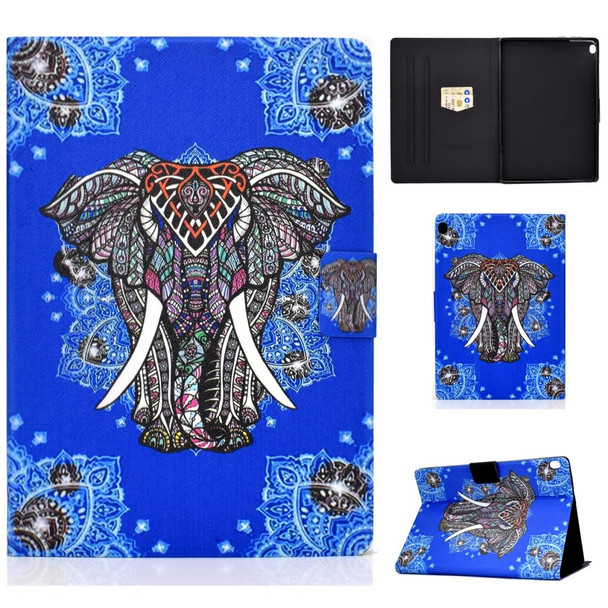 For Lenovo Tab M10 HD TB-X505F Colored Drawing Horizontal Flip Leatherette Case with Holder & Card Slots & Sleep / Wake-up Function(Ethnic Elephant)