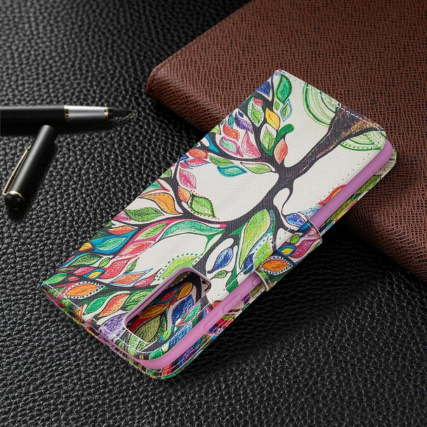 For Samsung Galaxy S20 FE 5G / S20 Lite Colored Drawing Pattern Horizontal Flip Leatherette Case with Holder & Card Slots & Wallet(Life Tree)