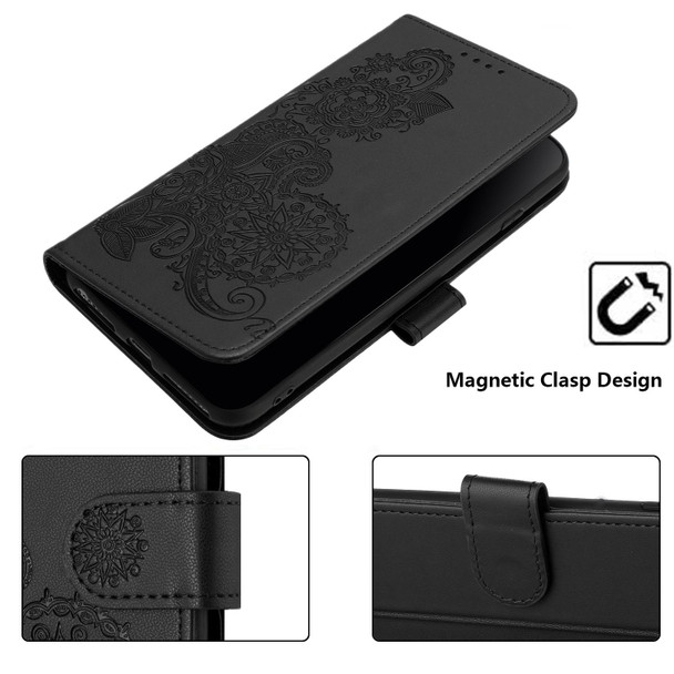 For OPPO A78 4G Datura Flower Embossed Flip Leatherette Phone Case(Black)