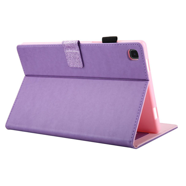 Glitter Powder Stitching Hot-pressed Changing PU Leather Case with Holder & Card Slots & Sleep / Wake-up Function - Samsung Galaxy Tab A7 10.4 2020 T500(Purple)