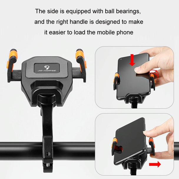 JO HORSE Aluminum Alloy Bicycle Riding Mobile Phone Navigation Roller Fixed Bracket, Color: Black Mirror Base