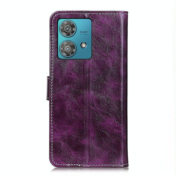 For Motorola Edge 40 Neo Retro Crazy Horse Texture Leatherette Phone Case(Purple)