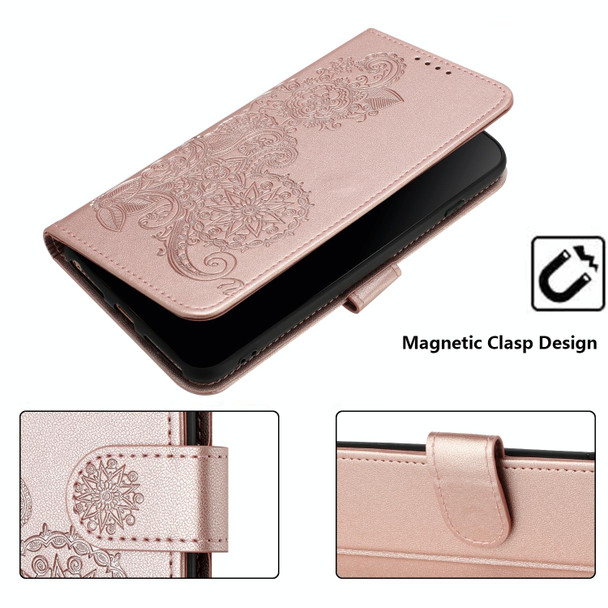 For Xiaomi Redmi Note 8 Datura Flower Embossed Flip Leather Phone Case(Rose Gold)