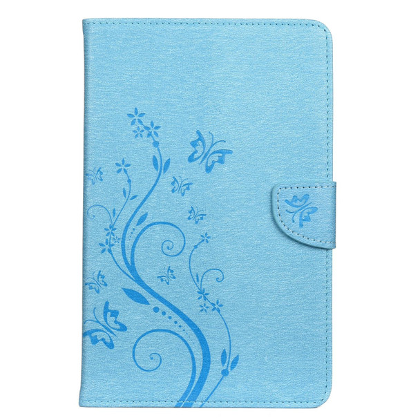 For Samsung Galaxy Tab A 8.4 (2020) T307 Butterfly Flower Embossing Pattern Horizontal Flip Leatherette Case with Holder & Card Slots & Wallet(Blue)