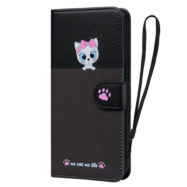 For Google Pixel 3a Cute Pet Series Color Block Buckle Leatherette Phone Case(Dark Grey)
