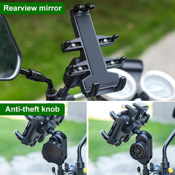 M10 Bolt Ball-Head Motorcycle Multi-function Eight-jaw Aluminum Phone Navigation Holder Bracket with Anti-theft Knobs