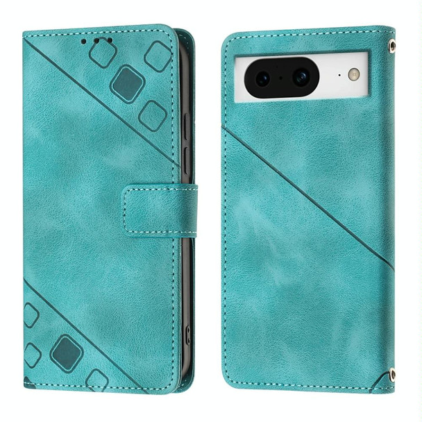 For Google Pixel 8 Skin-feel Embossed Leatherette Phone Case(Green)