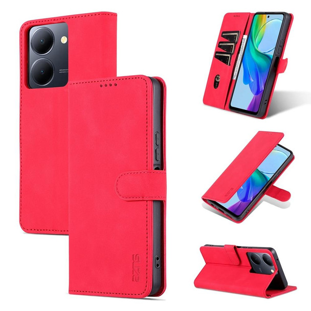 For vivo Y78 5G / Y36 / Y27 5G AZNS Skin Feel Calf Texture Flip Leather Phone Case(Red)