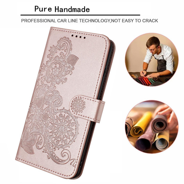 For  Xiaomi Redmi Note 10 4G Global Datura Flower Embossed Flip Leatherette Phone Case(Rose Gold)