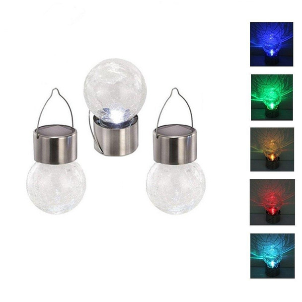 12 PCS Crackle Ball Solar Chandelier Outdoor Garden Courtyard Holiday Decoration Light With Clip(Warm White Light)