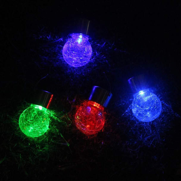 12 PCS Crackle Ball Solar Chandelier Outdoor Garden Courtyard Holiday Decoration Light With Clip(Warm White Light)