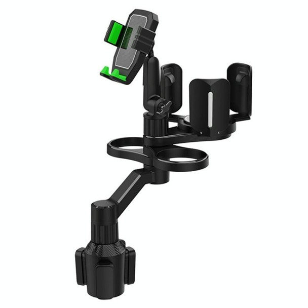 D04 Wth 2 Coffee Cup Car Cup Holder Adjustable Rotating Cell Phone Car Mount Holder(Green)