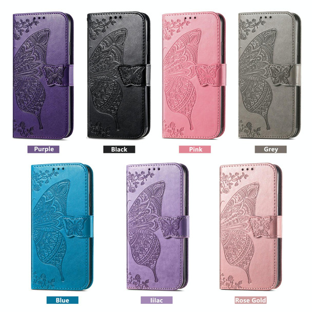 For Tecno Camon 20 Butterfly Love Flower Embossed Leatherette Phone Case(Gray)