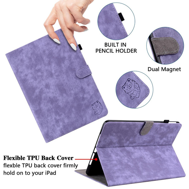 For Lenovo Tab M10 5G 10.6 inch Tiger Pattern Flip Leatherette Tablet Case(Purple)