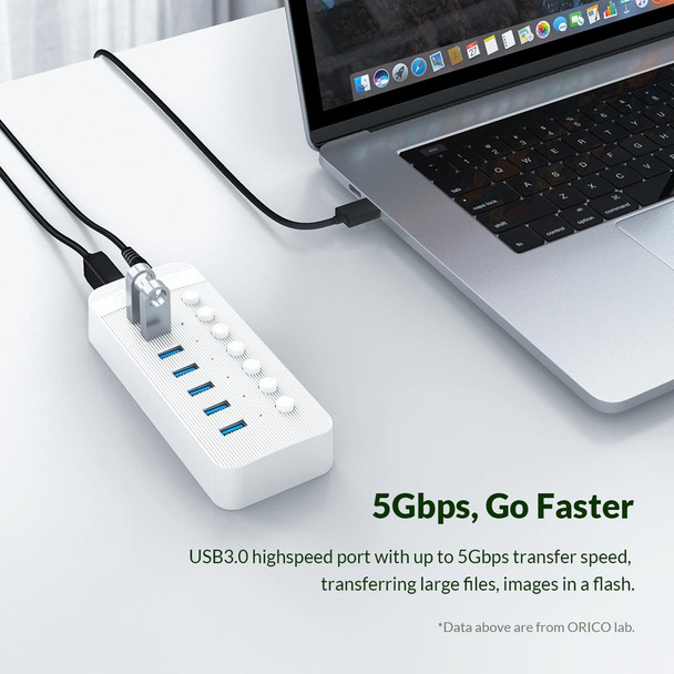 ORICO CT2U3-13AB Plastic Stripes 13 Ports USB 3.0 HUB with Individual Switches, Plug:AU Plug(White)