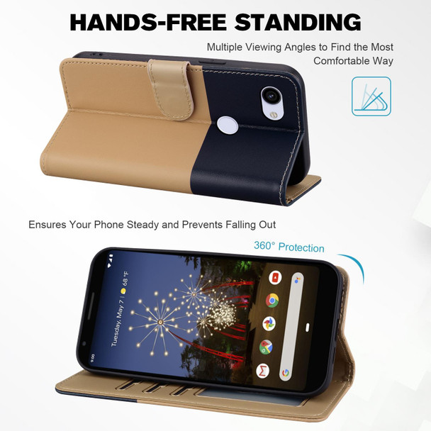 For Google Pixel 3a Cute Pet Series Color Block Buckle Leatherette Phone Case(Khaki)
