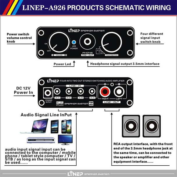 A926 Four-In Two-Out Signal Amplifying Switcher(Black)