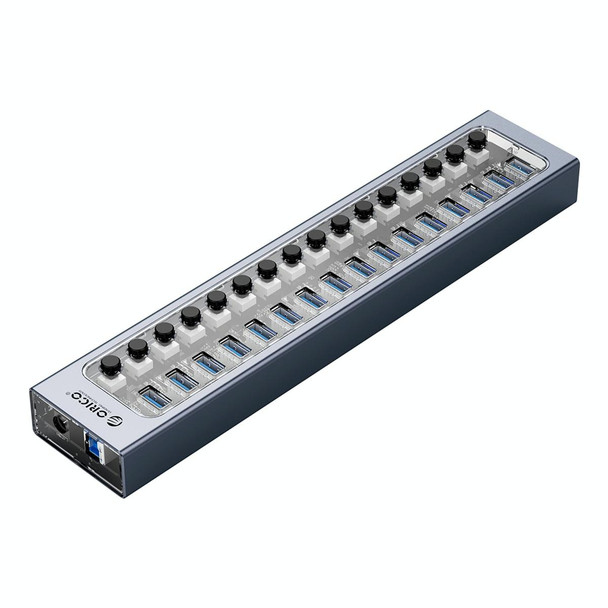 ORICO AT2U3-16AB-GY-BP 16 Ports USB 3.0 HUB with Individual Switches & Blue LED Indicator(UK Plug)