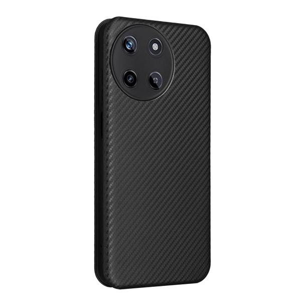 For Realme 11 4G Global Carbon Fiber Texture Flip Leatherette Phone Case(Black)