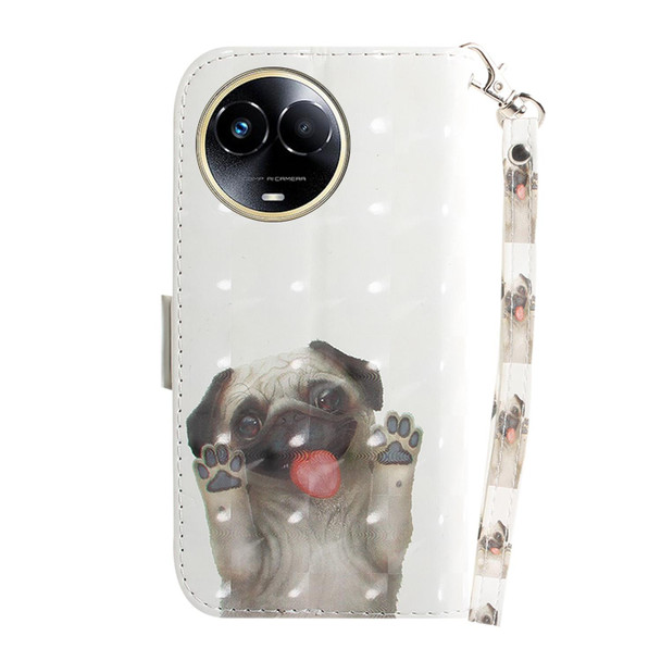 For Realme 11 5G Global 3D Colored Horizontal Flip Leatherette Phone Case(Pug)