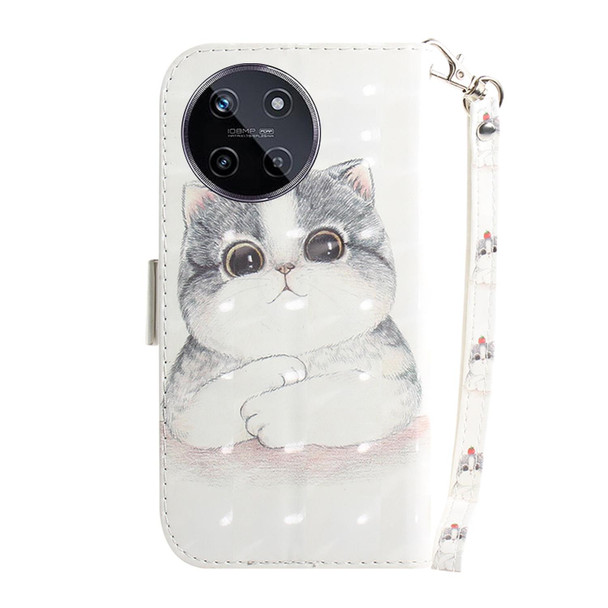 For Realme 11 4G Global 3D Colored Horizontal Flip Leatherette Phone Case(Cute Cat)