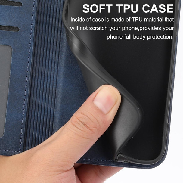For Realme 11 5G Cubic Grid Calf Texture Magnetic Leatherette Phone Case(Blue)