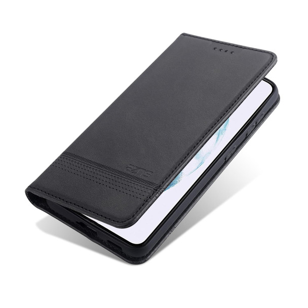 For Samsung Galaxy S21 5G AZNS Magnetic Calf Texture Horizontal Flip Leatherette Case with Card Slots & Holder & Wallet(Black)