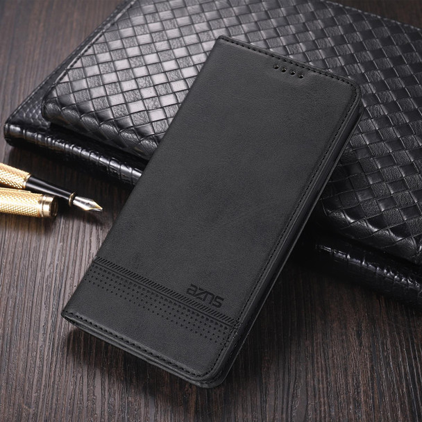 For Samsung Galaxy S21 5G AZNS Magnetic Calf Texture Horizontal Flip Leatherette Case with Card Slots & Holder & Wallet(Black)